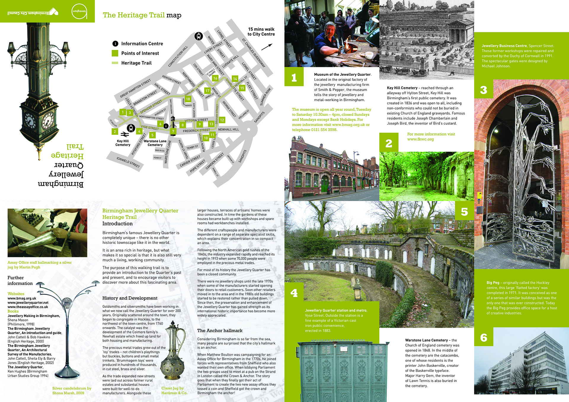 Jewellery Quarter heritage walk mapfold broadsheet side one