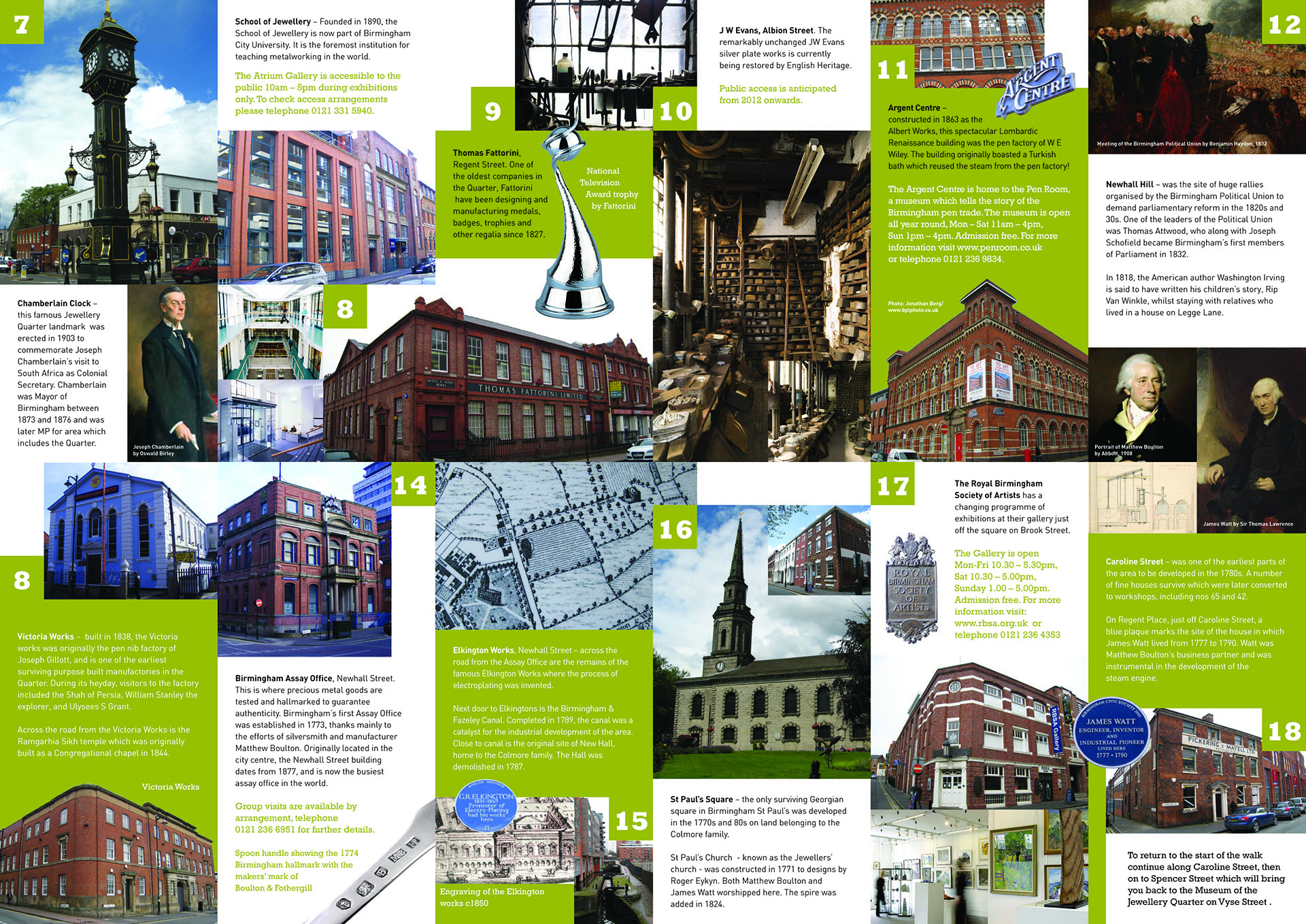 Jewellery Quarter heritage walk mapfold broadsheet side two